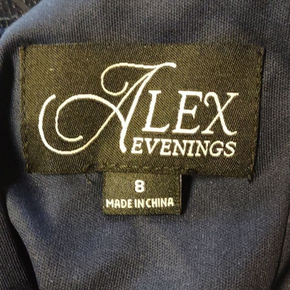 Alex Evenings Embellished Side Ruched Shift Dress Navy 8 - Picture 9 of 10